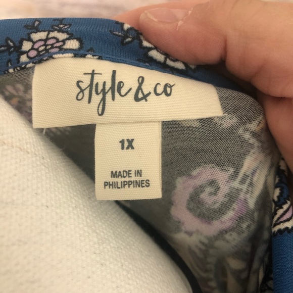 Style&Co. Womens Peasant Blouse Paisley 1X - Picture 6 of 8